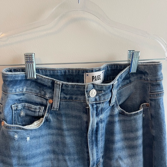 Paige Rockshow Distressed Blue Wide-Leg Jeans - Picture 3 of 7